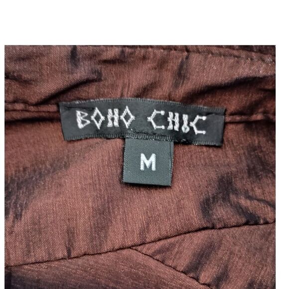 Boho Chic Long tunic Shirt Top Button Front Shirt Brown Women's Medium - Picture 5 of 9